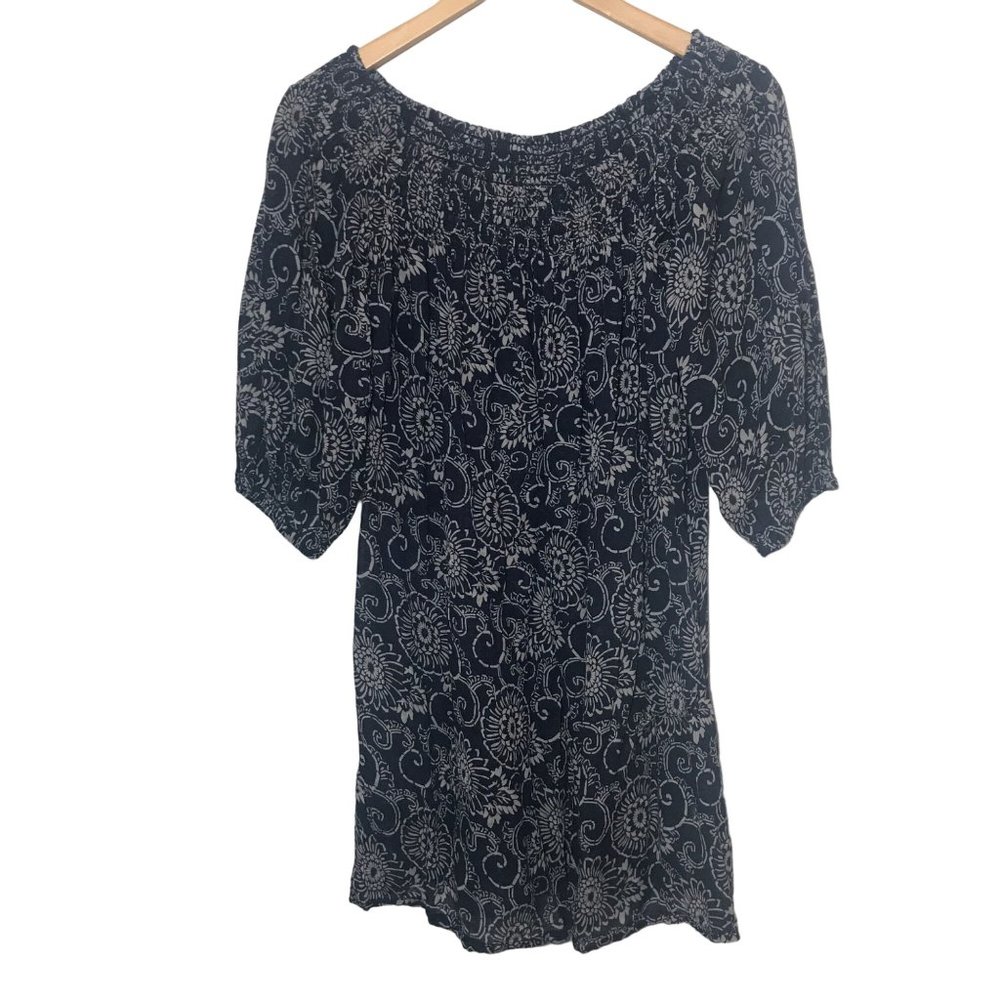 FRENCH CONNECTION Floral Off The Shoulder Tunic Dress In Navy Size Small
